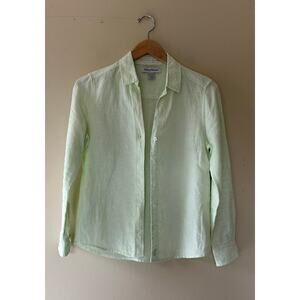 Tommy Bahama Coastalina Linen Button-Up Shirt Women's XXS Light Green